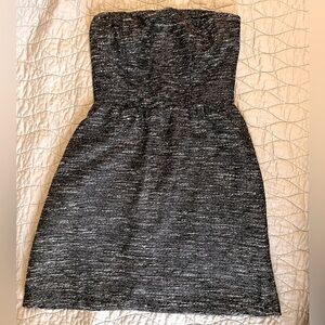 Strapless silver and black mini dress